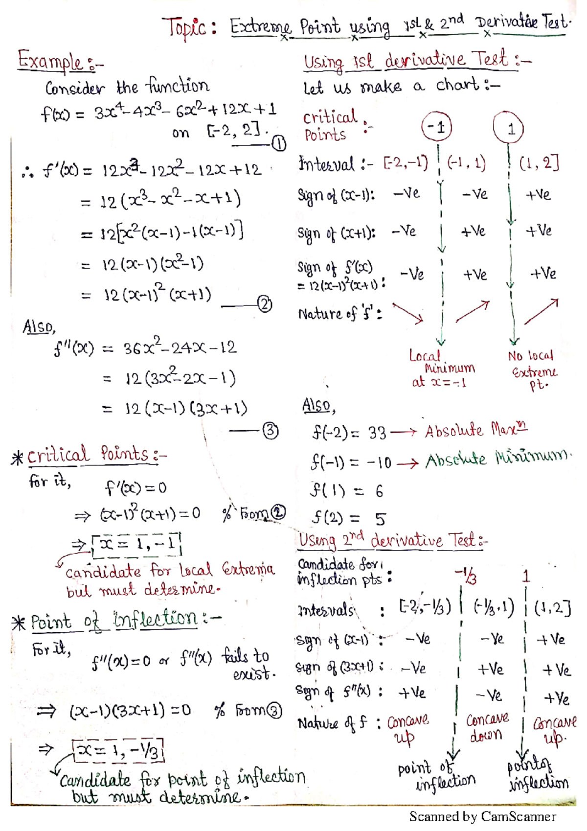 1st n 2nd Derivative Example 1 - Statistics for Engineers - Scanned by ...