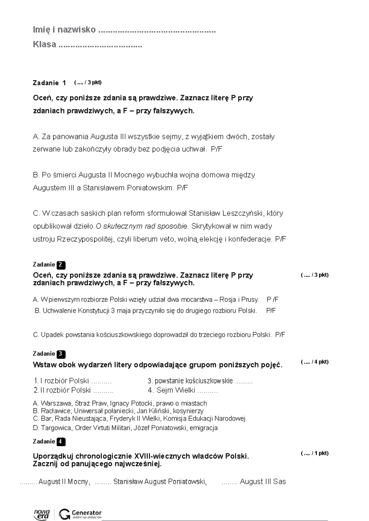 Test historia rozdzial 5klasa VI 1 - Imię i nazwisko - Studocu