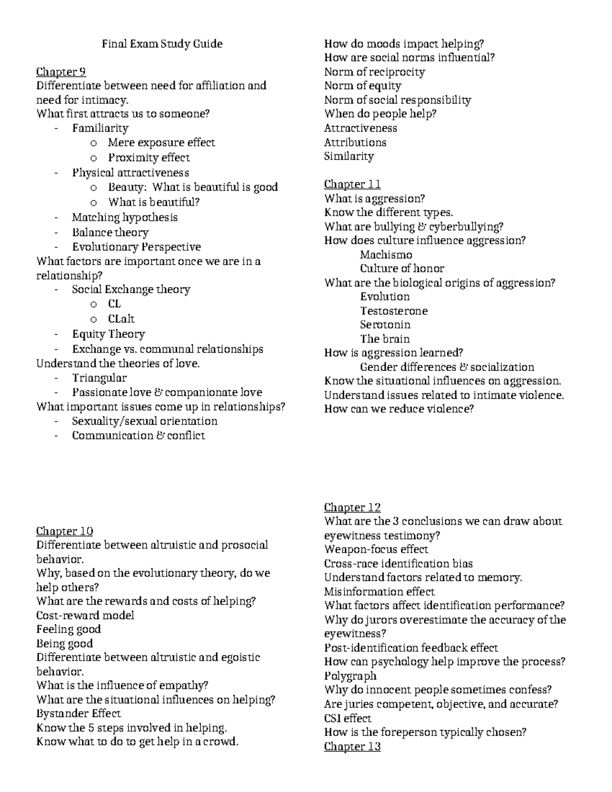 Soc Final Exam SG 2 - Final Exam Study Guide Chapter 9 Differentiate ...
