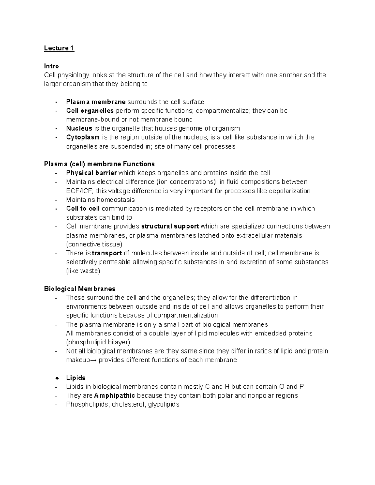 Physl 210A Cell physiology - Lecture 1 Intro Cell physiology looks at ...