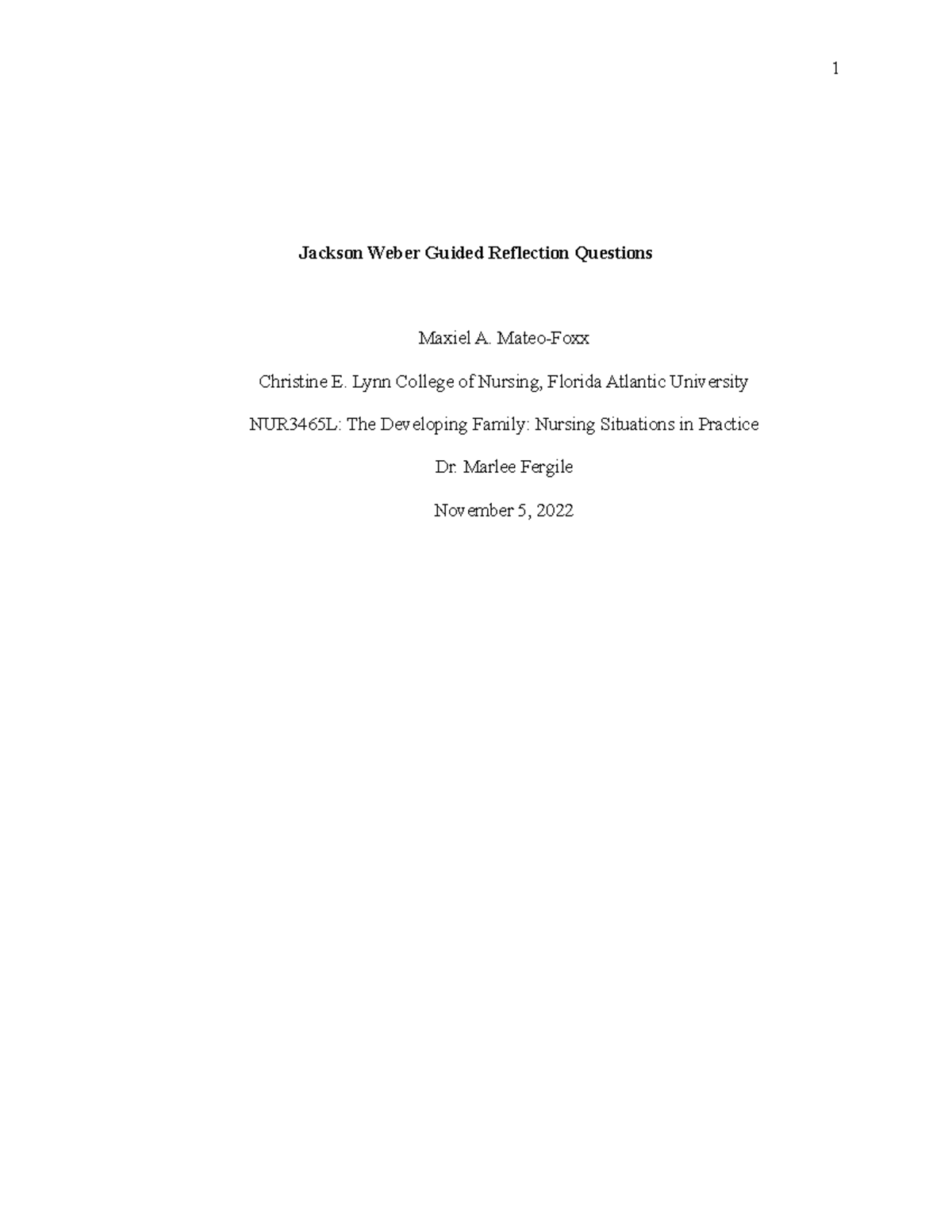Jackson Weber Reflection Questions - Jackson Weber Guided Reflection ...