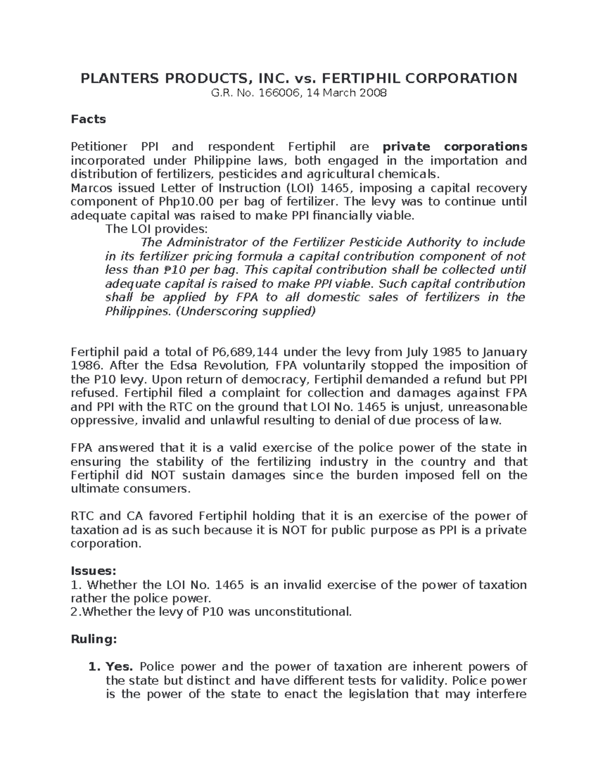 PPI-v.-Fertiphil-Corporation. - PLANTERS PRODUCTS, INC. Vs. FERTIPHIL ...