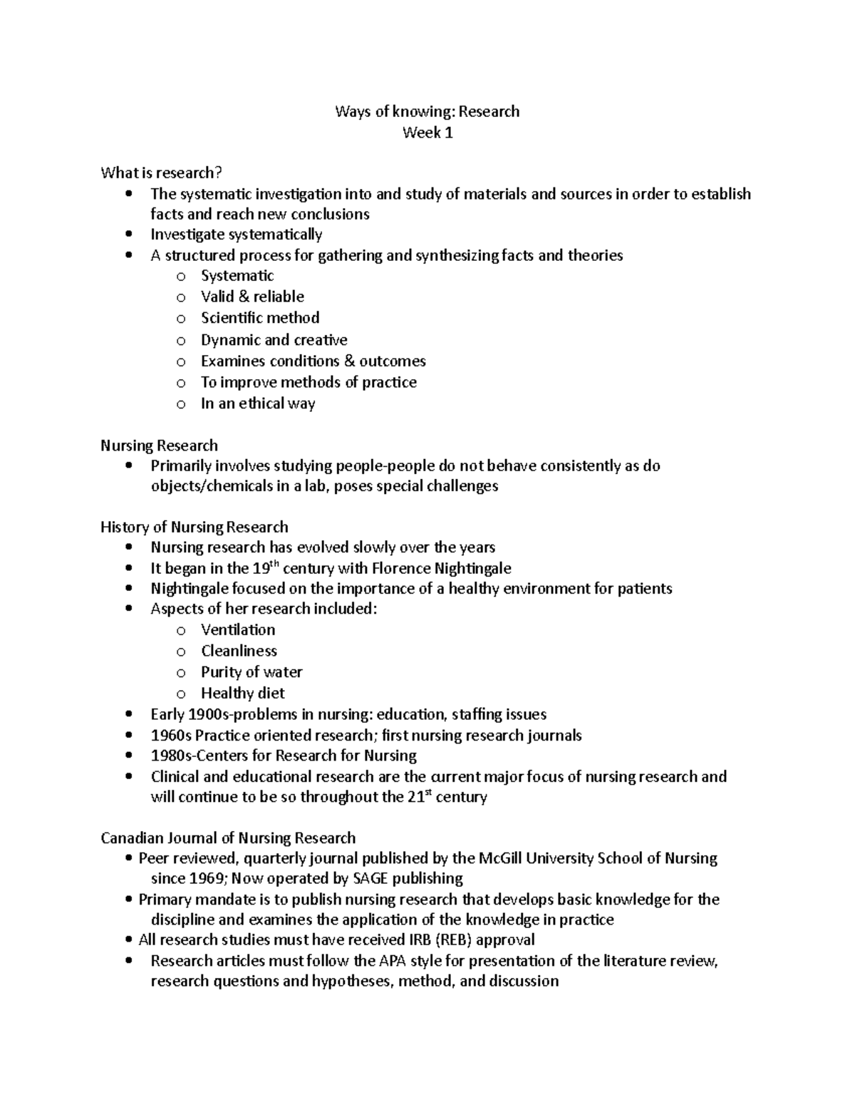 Research Week 1 Lecture Notes Lecture 1 Ways Of Knowing Research 