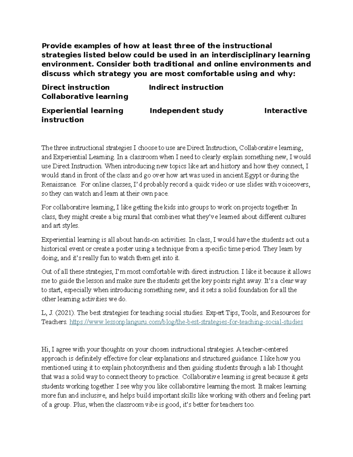 ELM 550 WK1 DQ 1 AND 2 - DISCUSSION QUESTIONS 1 AND 2 BOLDED - Provide ...