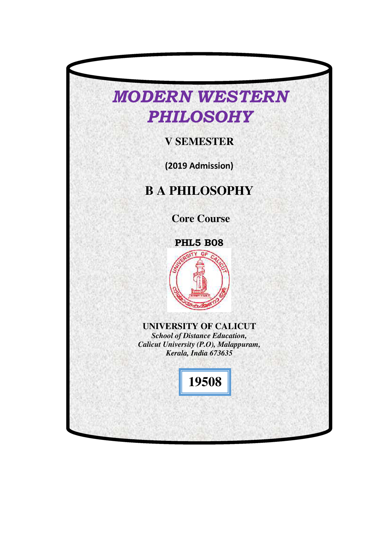 SLM-19508- Philosophy-Modern Western Philosophy - MODERN WESTERN ...