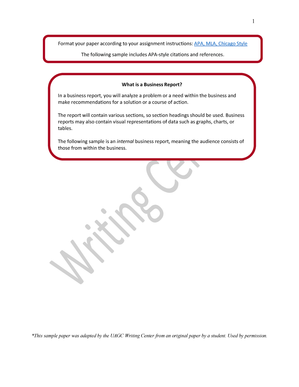 Sample-Business-Report - *This Sample Paper Was Adapted By The UAGC ...