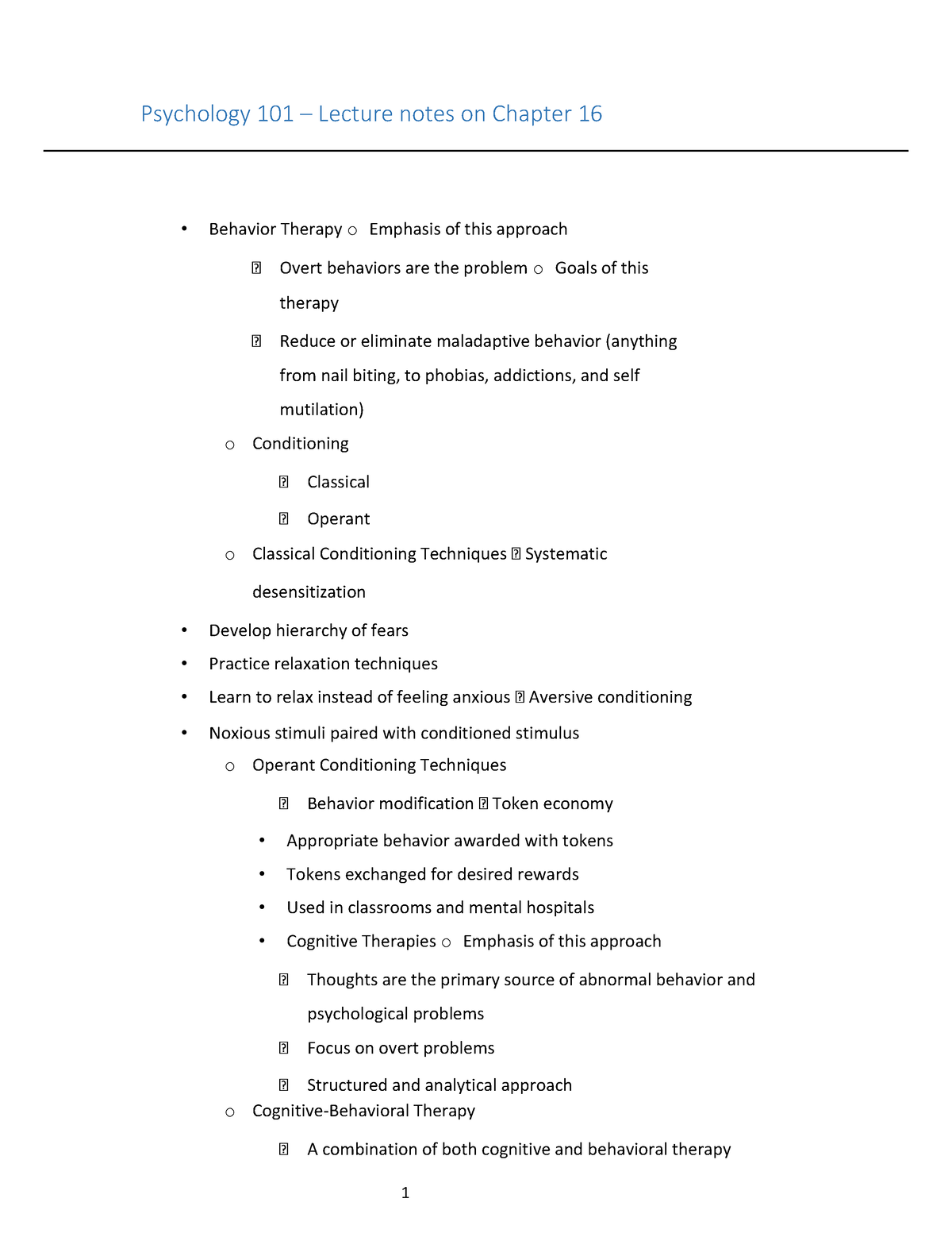 Psychology 101 Acirc Lecture Notes On Chapter 16 11 16 11 - 1 ...