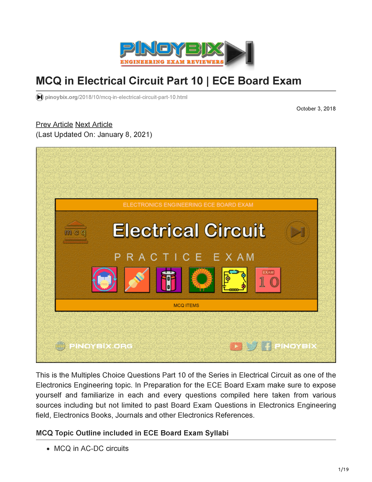 Pinoybix.org-MCQ In Electrical Circuit Part 10 ECE Board Exam ...