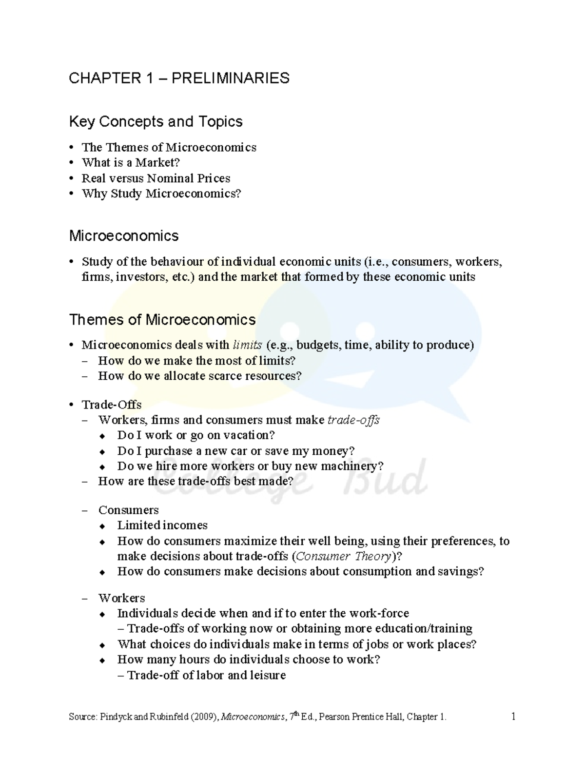 Key Concepts and Topics in Microeconomics - Studocu