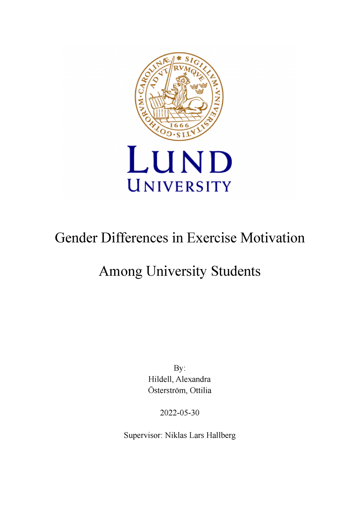 Gender Differences in Exercise Motivation Among University Students