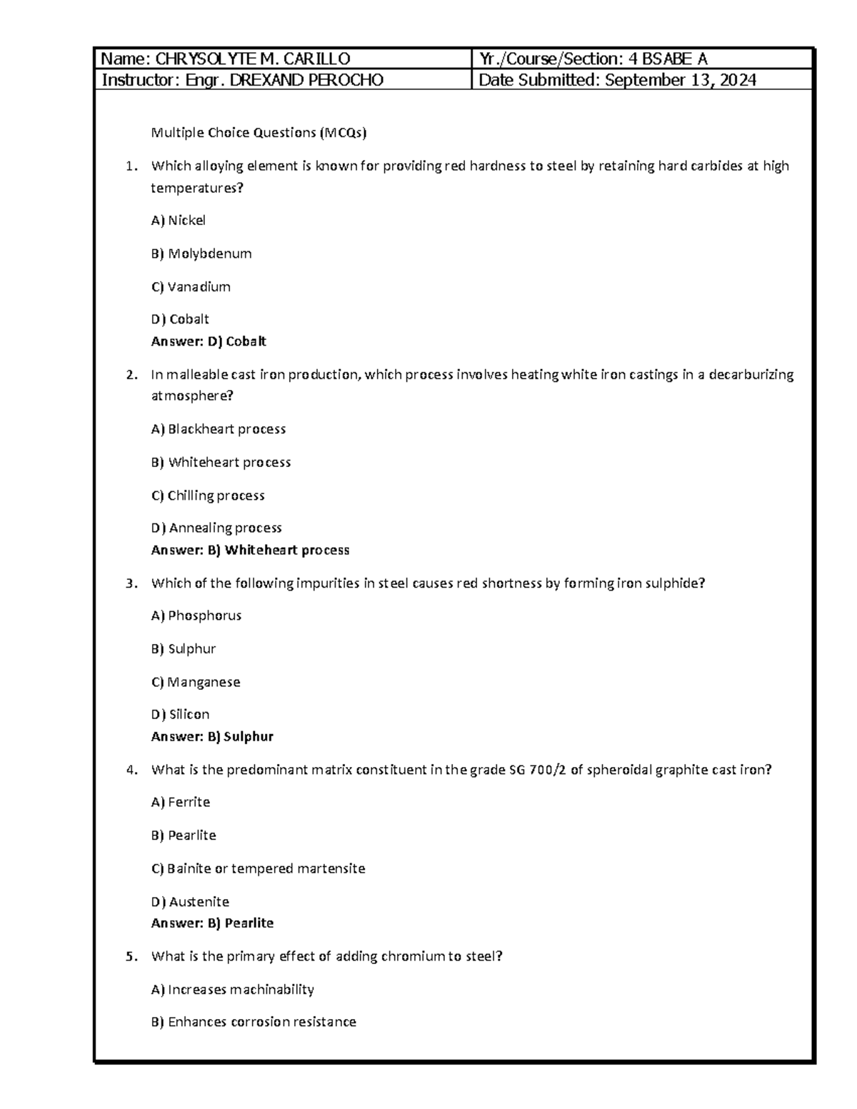MD QUIZ Chapter2 Practice Problem Multiple Choice Questions (MCQs