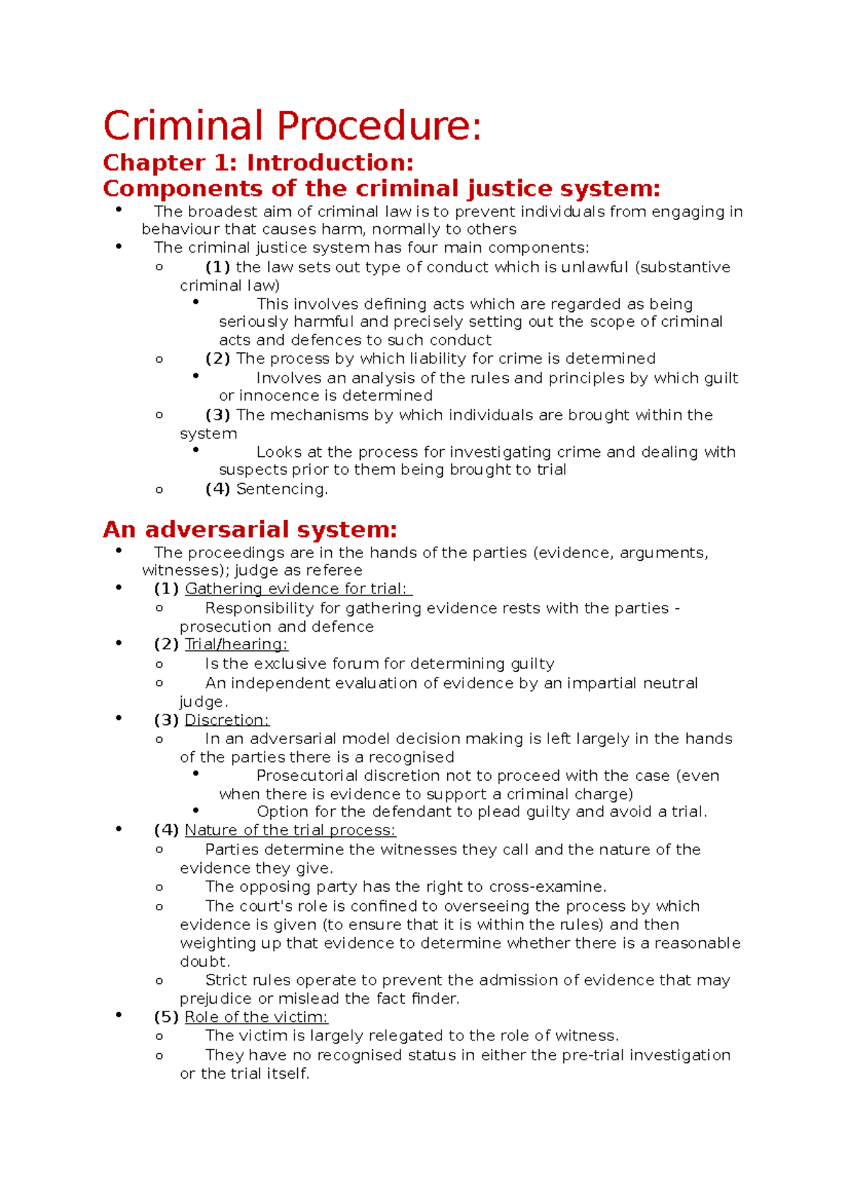 Criminal Procedure notes - Criminal Procedure: Chapter 1: Introduction ...