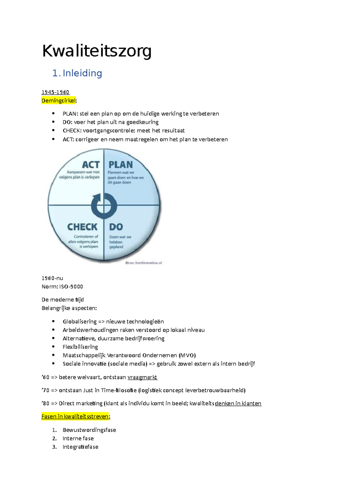 Kwaliteitszorg Samenvatting - Kwaliteitszorg 1. Inleiding 1945 ...