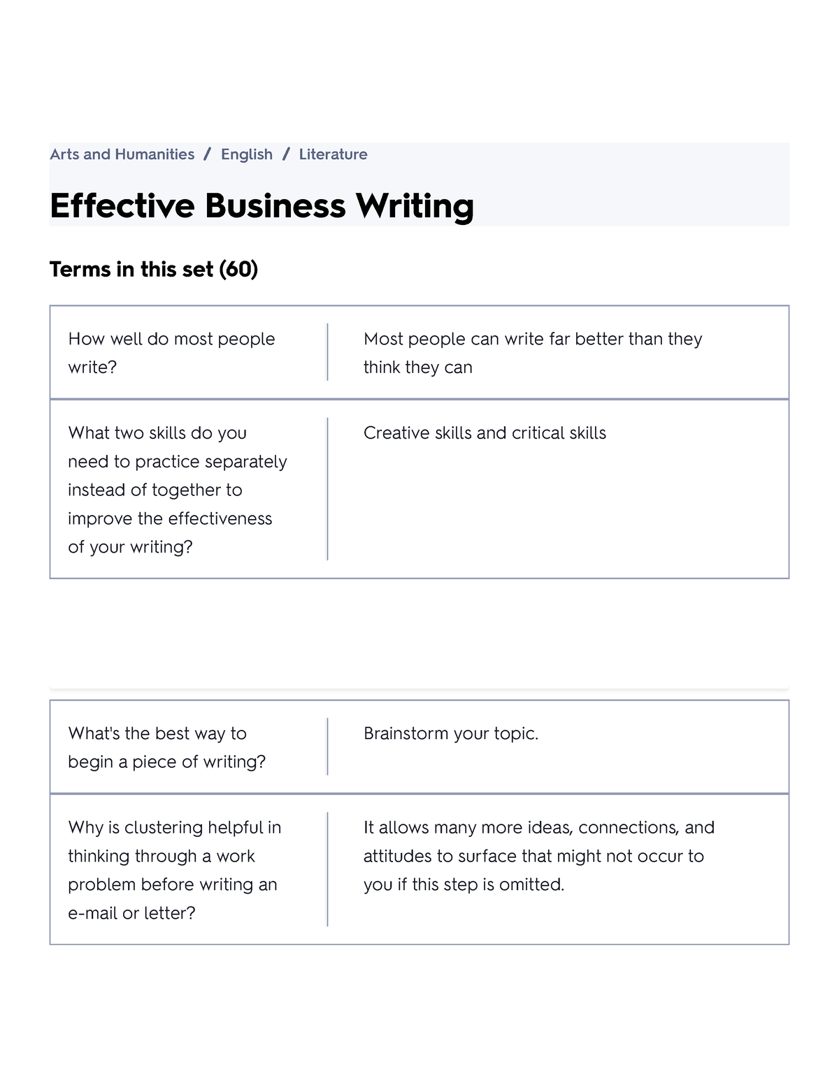 effective writing quizlet