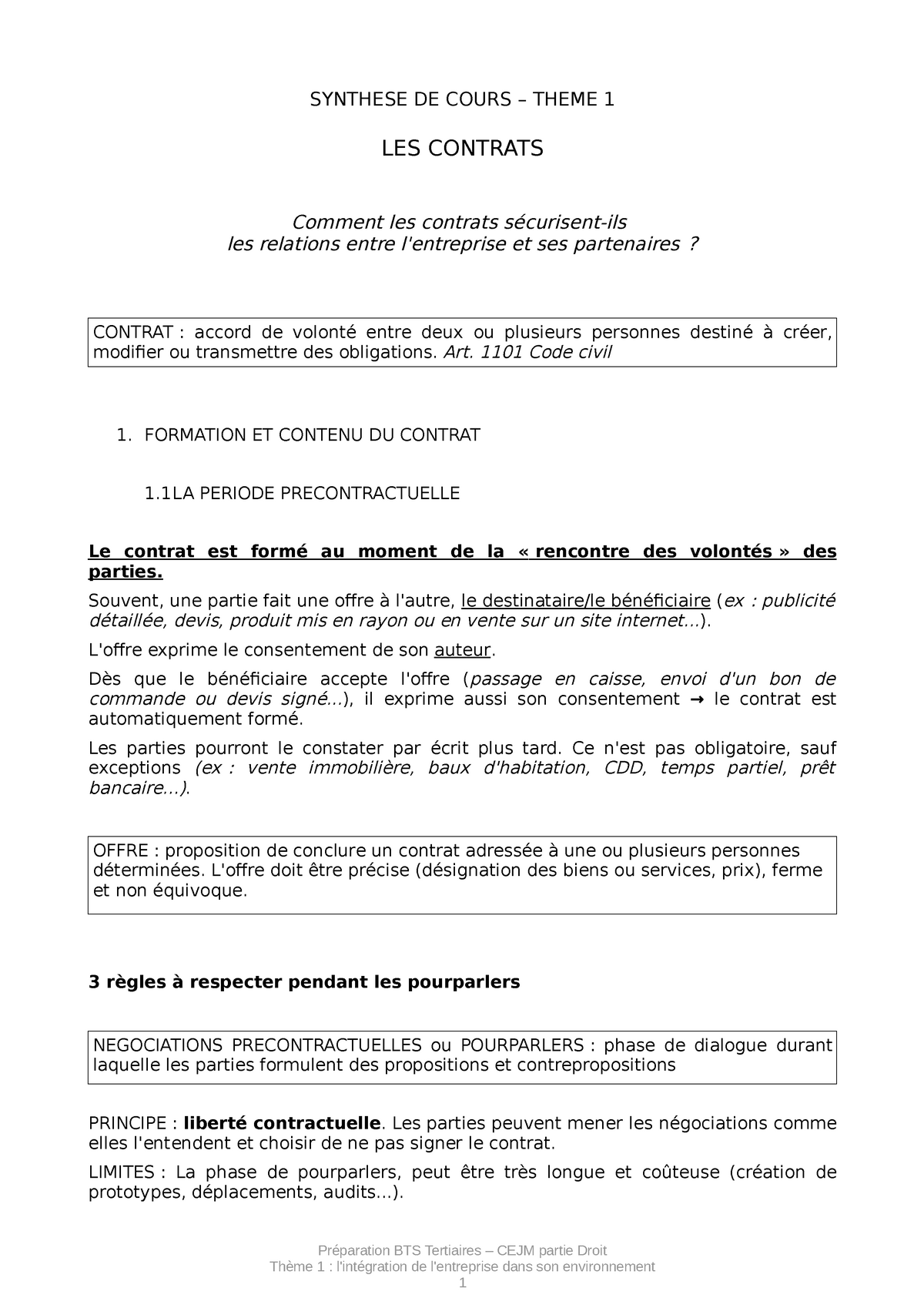 Introduction Au Droit Des Contrats : L'essentiel - SYNTHESE DE COURS ...