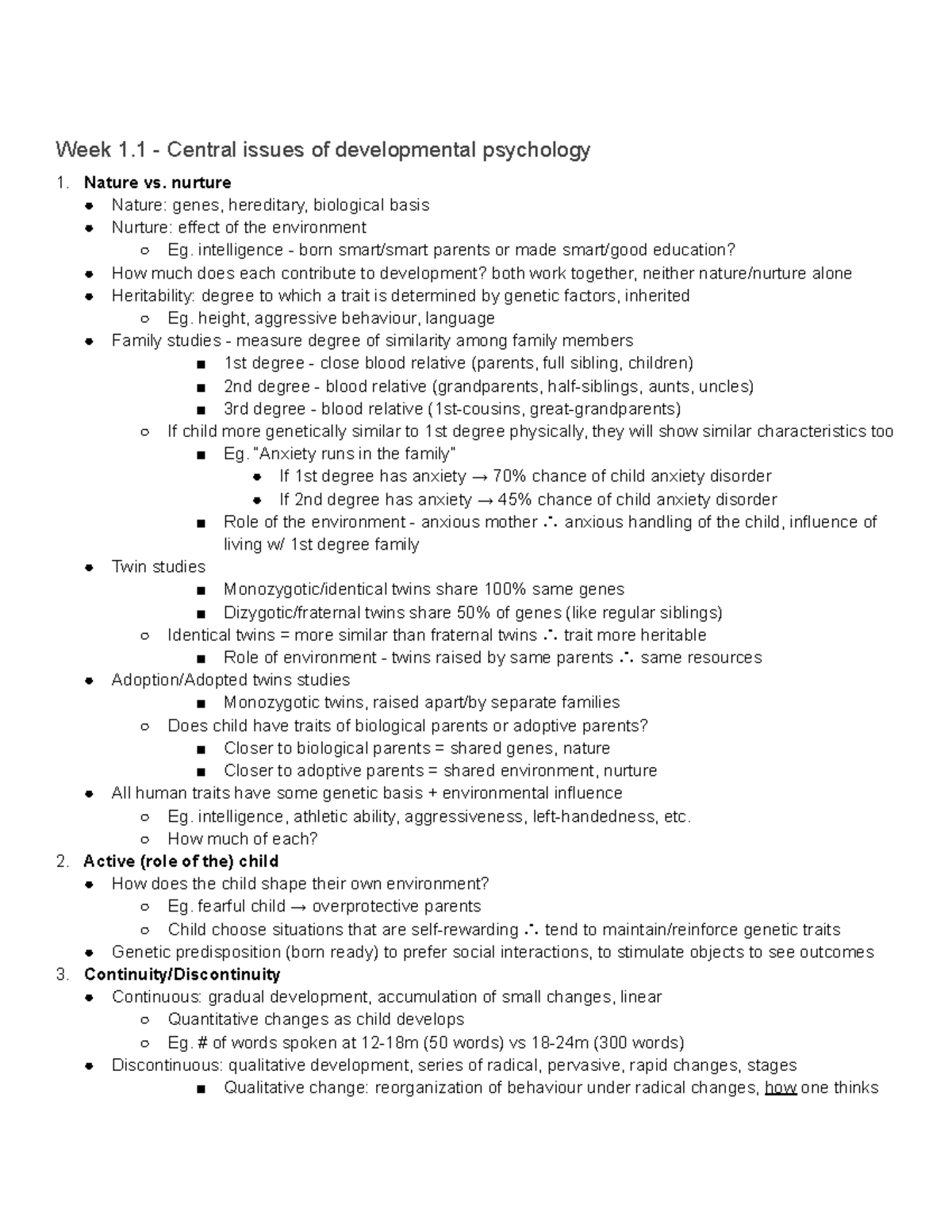 psy210-summary-fall-sem-week-1-central-issues-of-developmental-psychology-nature-vs