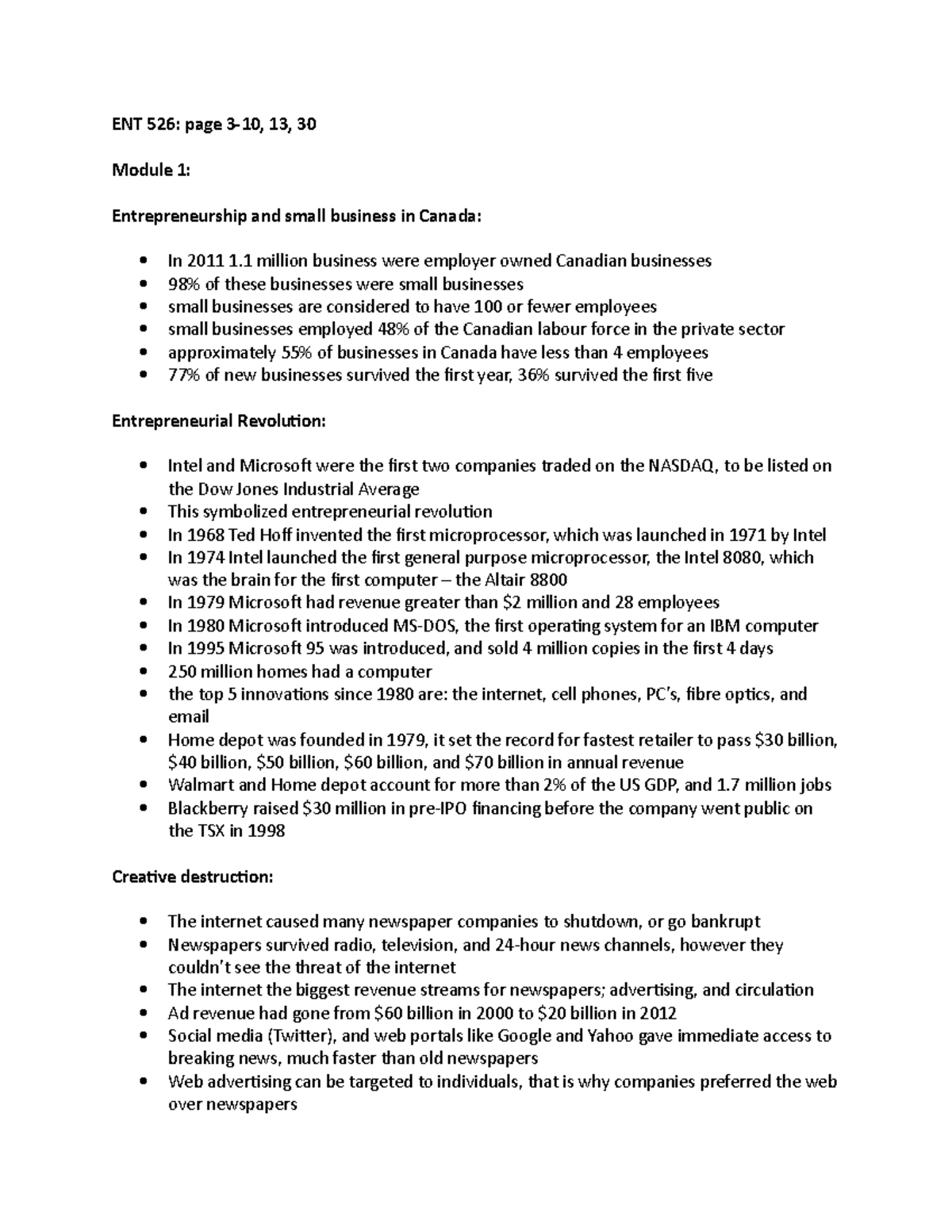 ENT 526 mod 1 - Lecture notes 1 - ENT 526: page 13, 30 Module 1 ...