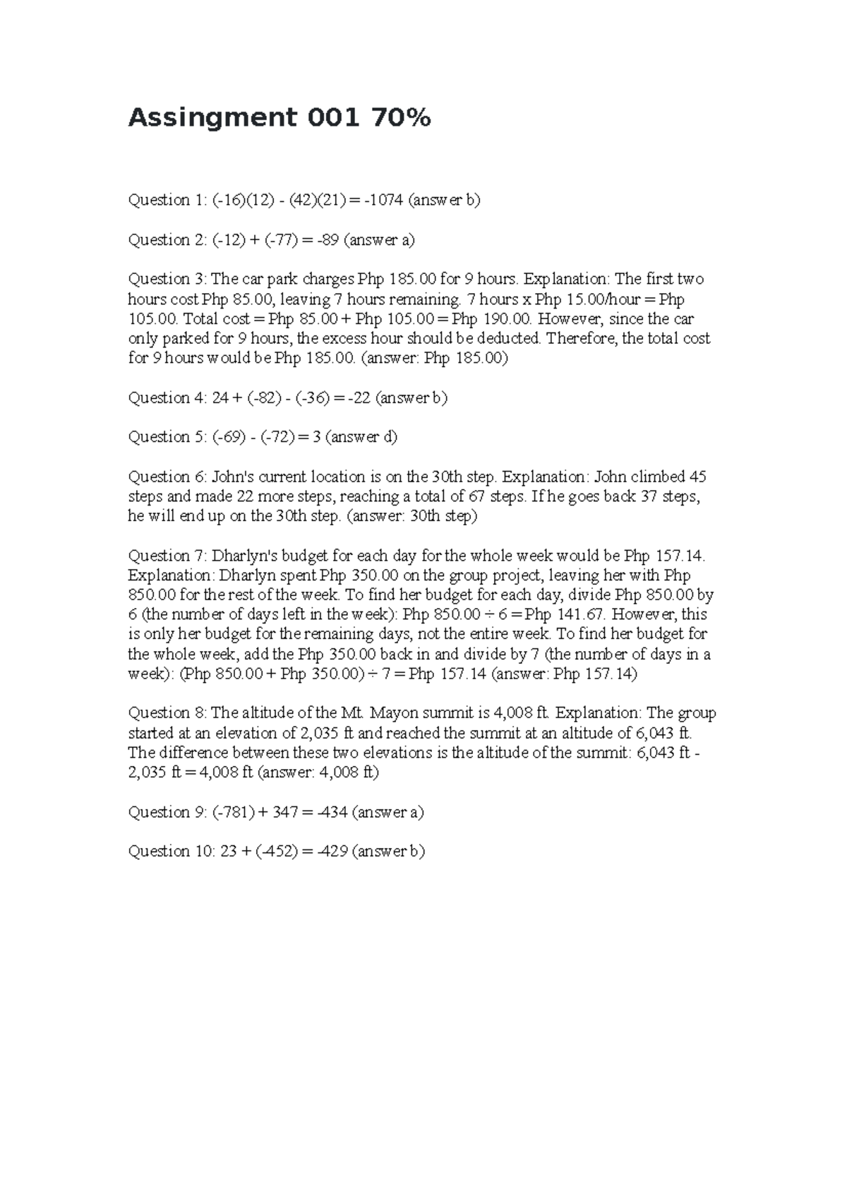 assingment-001-70-answer-key-and-their-percentage-assingment-001-70