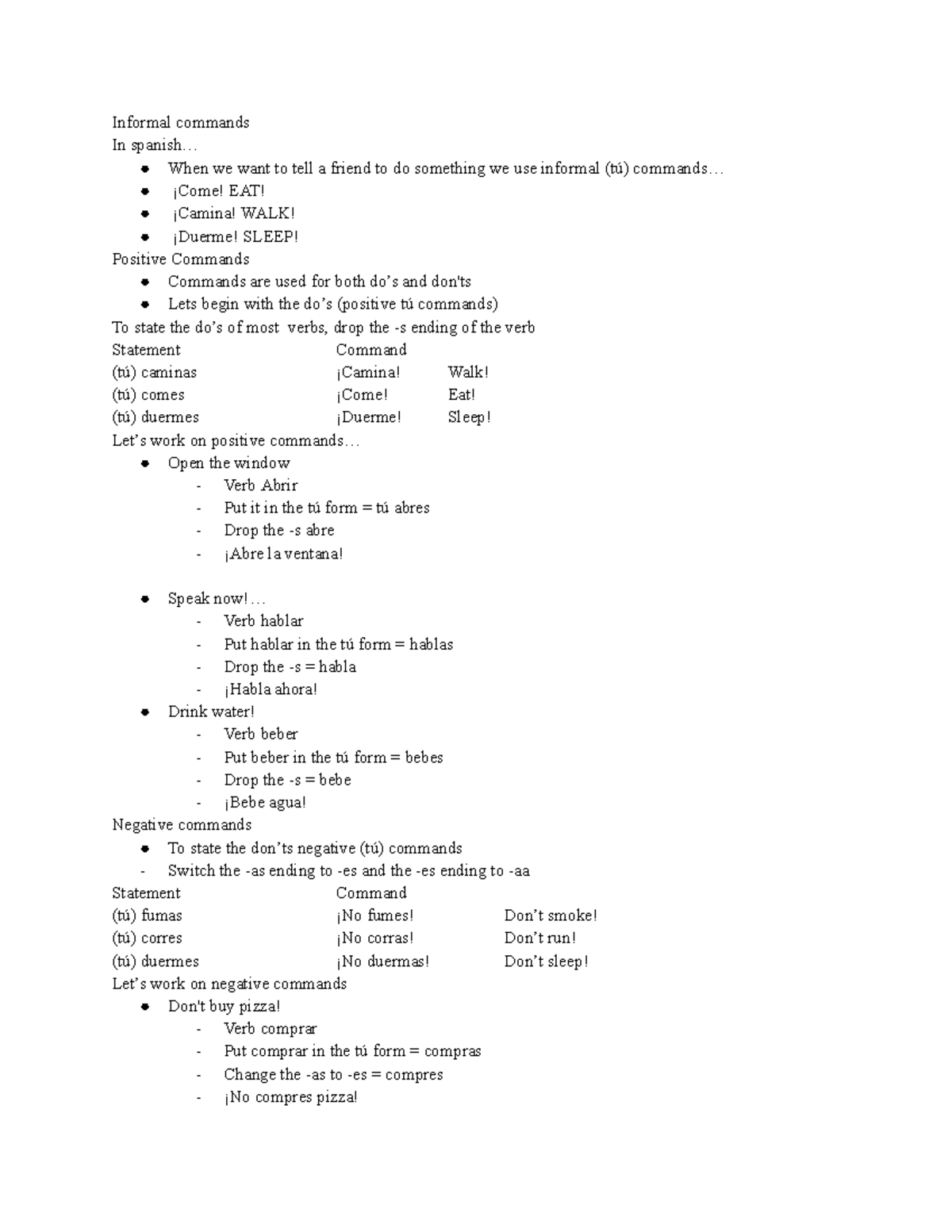 informal-commands-class-notes-informal-commands-in-spanish-when