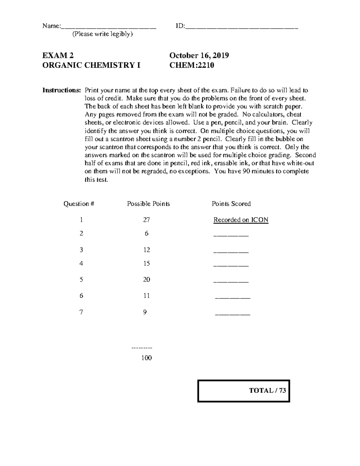 Exam 2 F19 - Exam 2 practice exam - Name ...