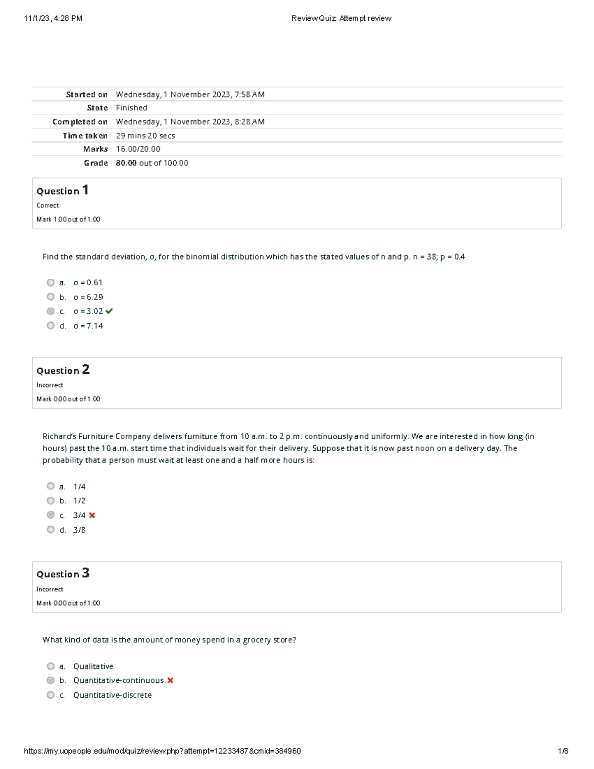 Math review - Started on Wednesday, 1 November 2023, 7:58 AM State ...