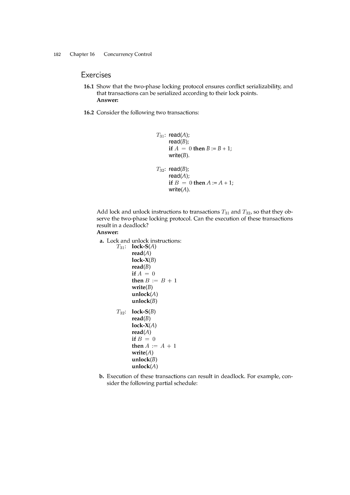 Chap16a - 182 Chapter 16 Concurrency Control Exercises 16 Show That The ...