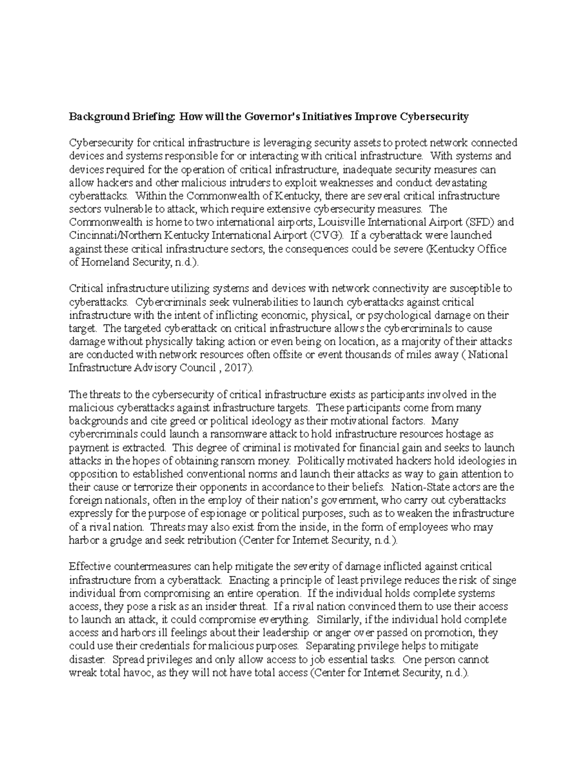 2020- CSIA 360 -Week 5 - 2020- CSIA 360 -Week 5 - Background Briefing ...