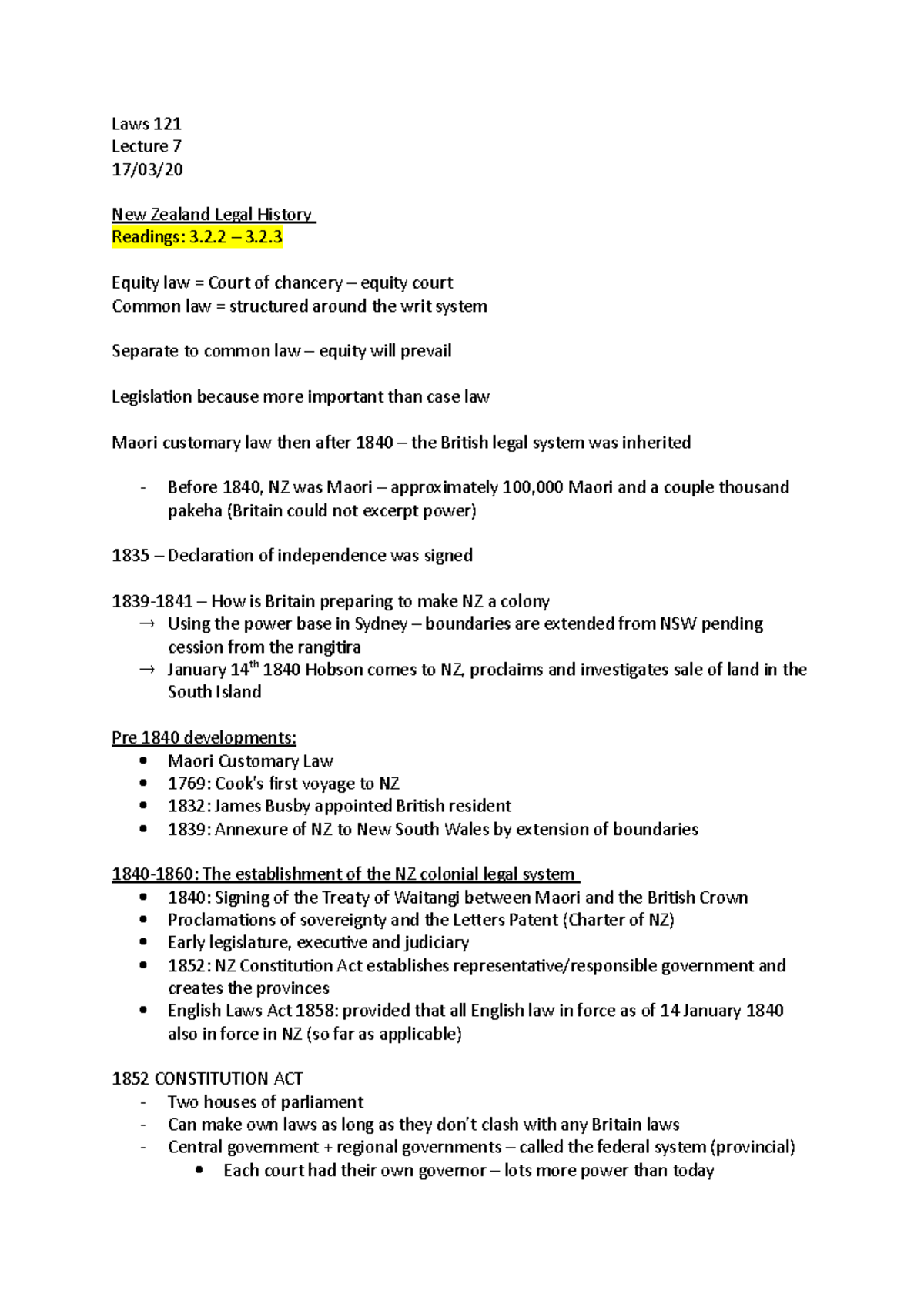 Lecture 7- NZ legal history - Laws 121Lecture 7 17/03/ New Zealand ...