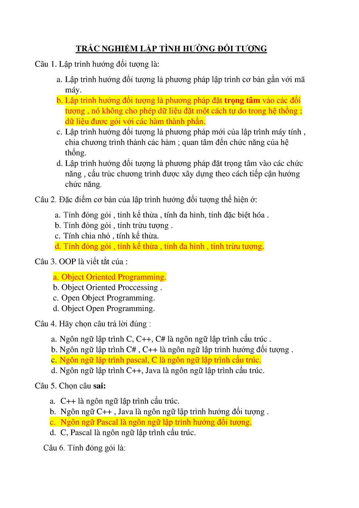 Trắc nghiệm lập trình hướng đối tượng: Kiến thức căn bản và bài tập thực hành