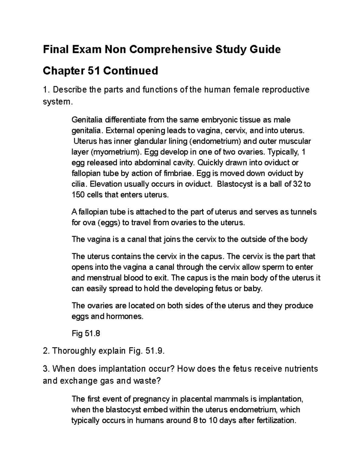 Final Exam Non Comprehensive (Bio) Pdf - Final Exam Non Comprehensive ...