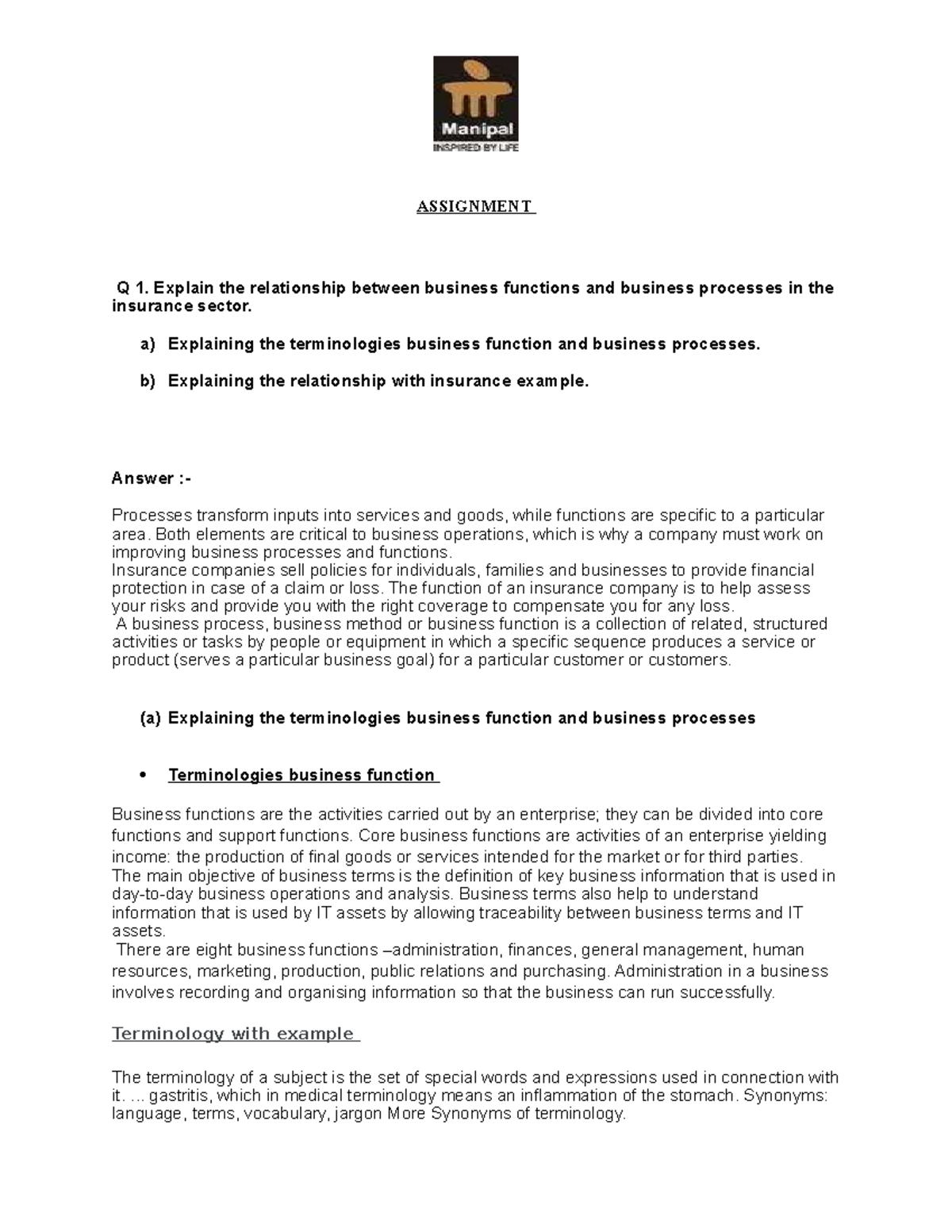 MI0038 Enterprise Resource Planning. pdf - ASSIGNMENT Q 1. Explain the ...