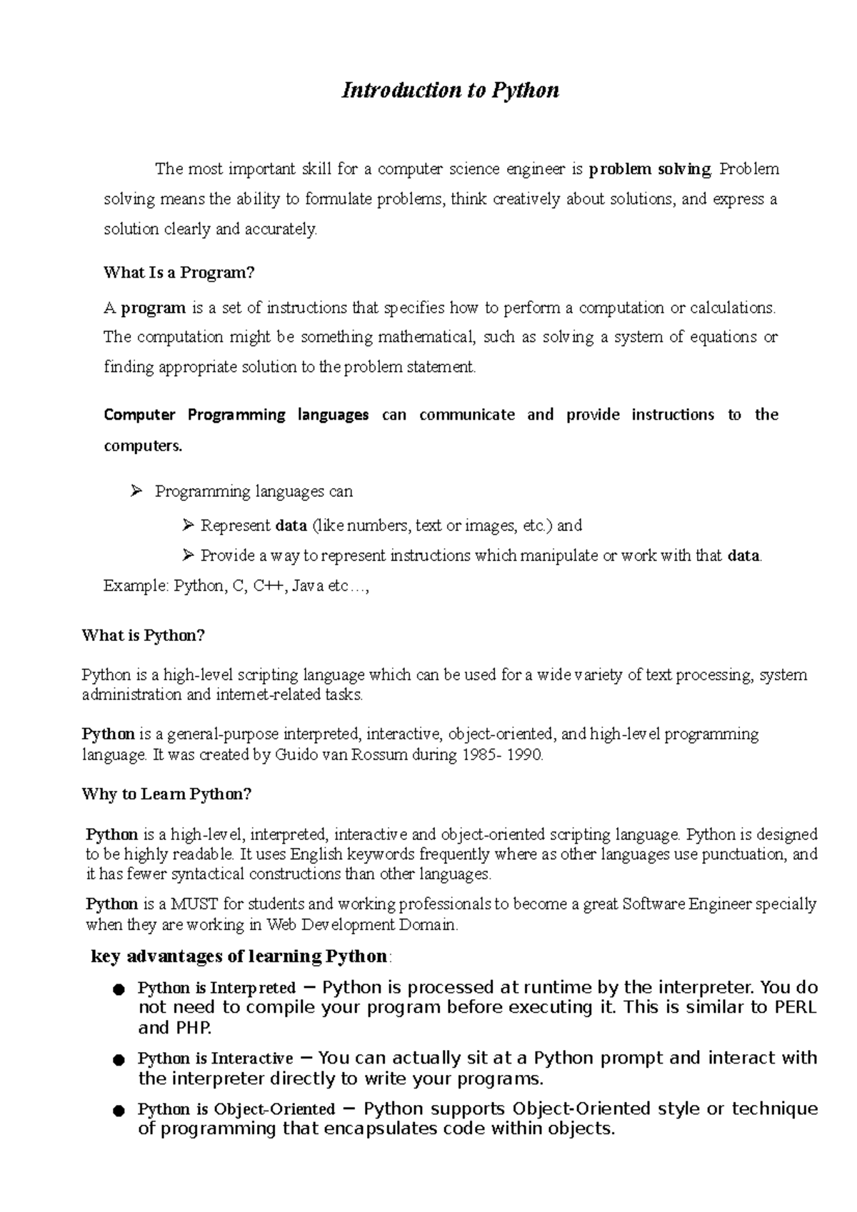 Introduction to Python-Features ,Datatypes - Introduction to Python The ...