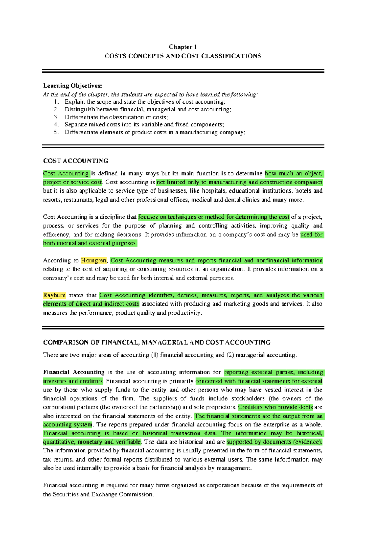 CAC C1M1 Cost Concepts and Cost Classifications - Chapter 1 COSTS ...