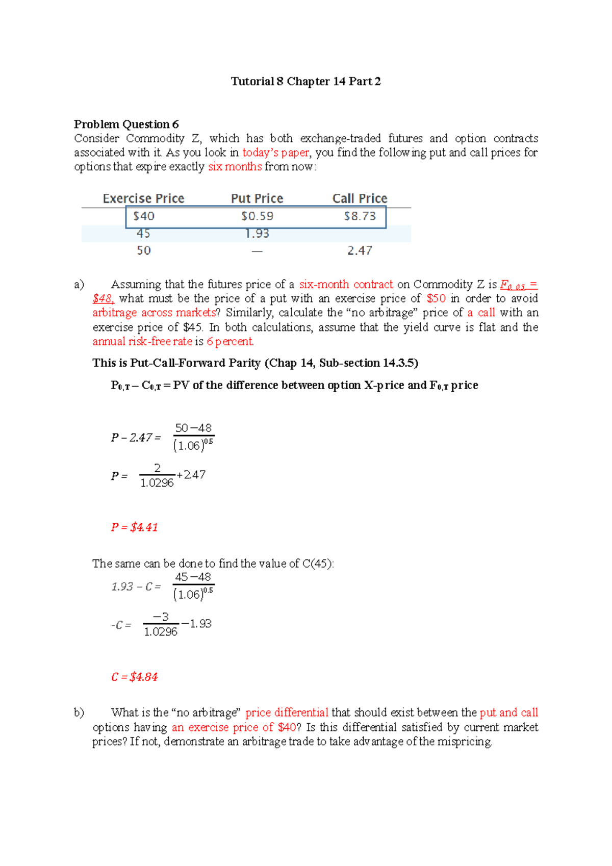 Tutorial 8 Question and Answer (Part 2 only) - Tutorial 8 Chapter 14 ...
