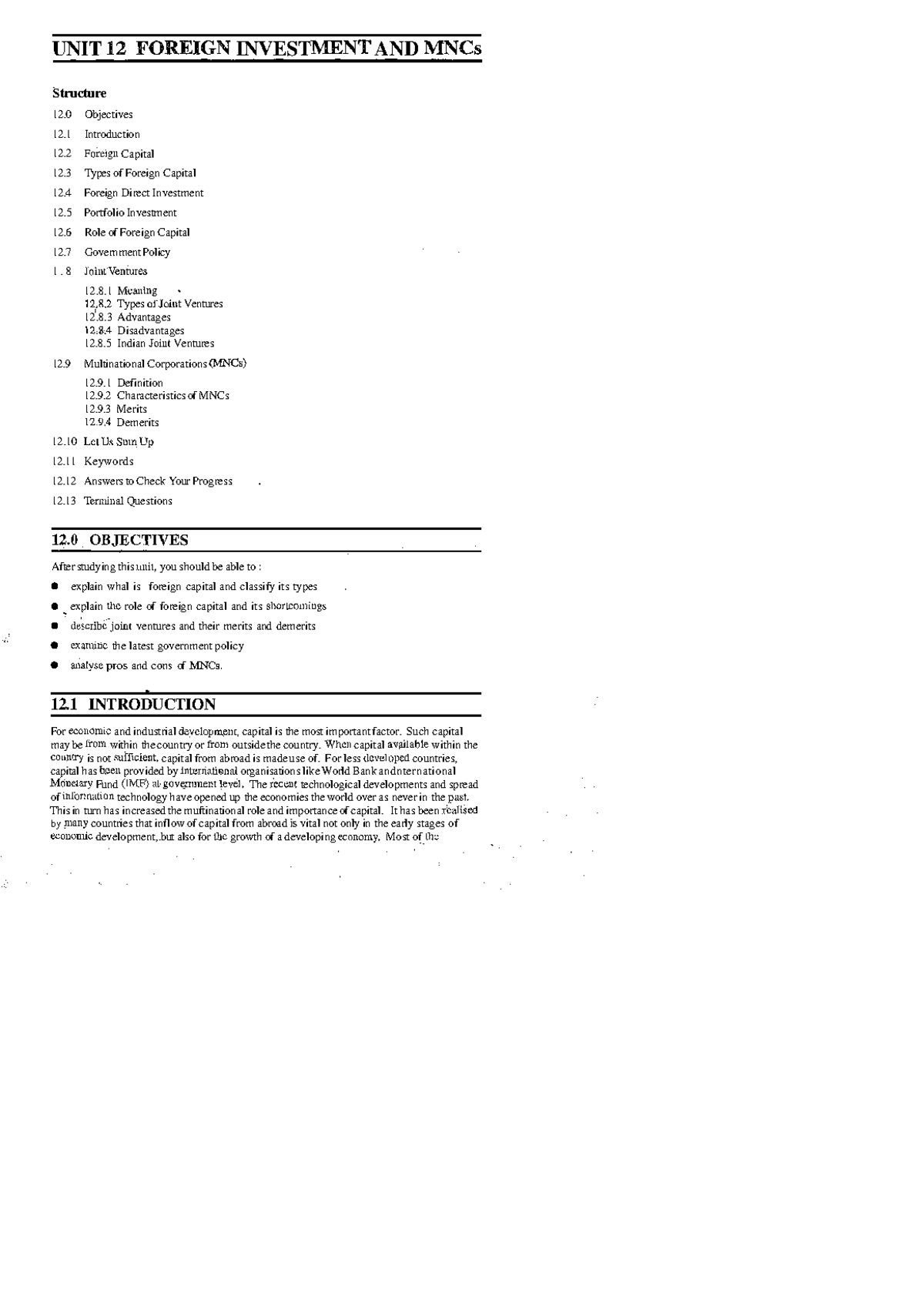 Unit-12 - Business Environment - Unit 12 - UNIT 112 FO IGN INVEST I ...