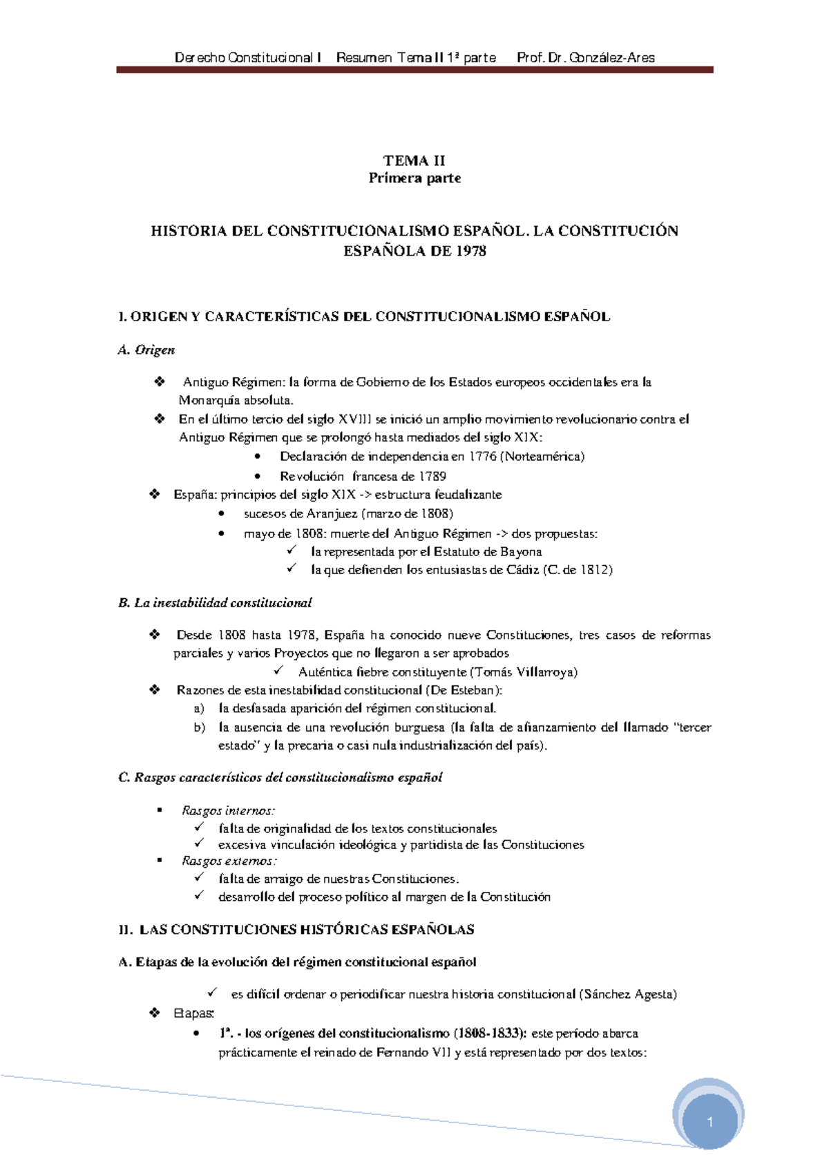 Resumen T2 - TEMA II Primera Parte HISTORIA DEL CONSTITUCIONALISMO ...