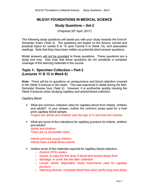 MLS101 Study Qs Set2 - USC - StuDocu