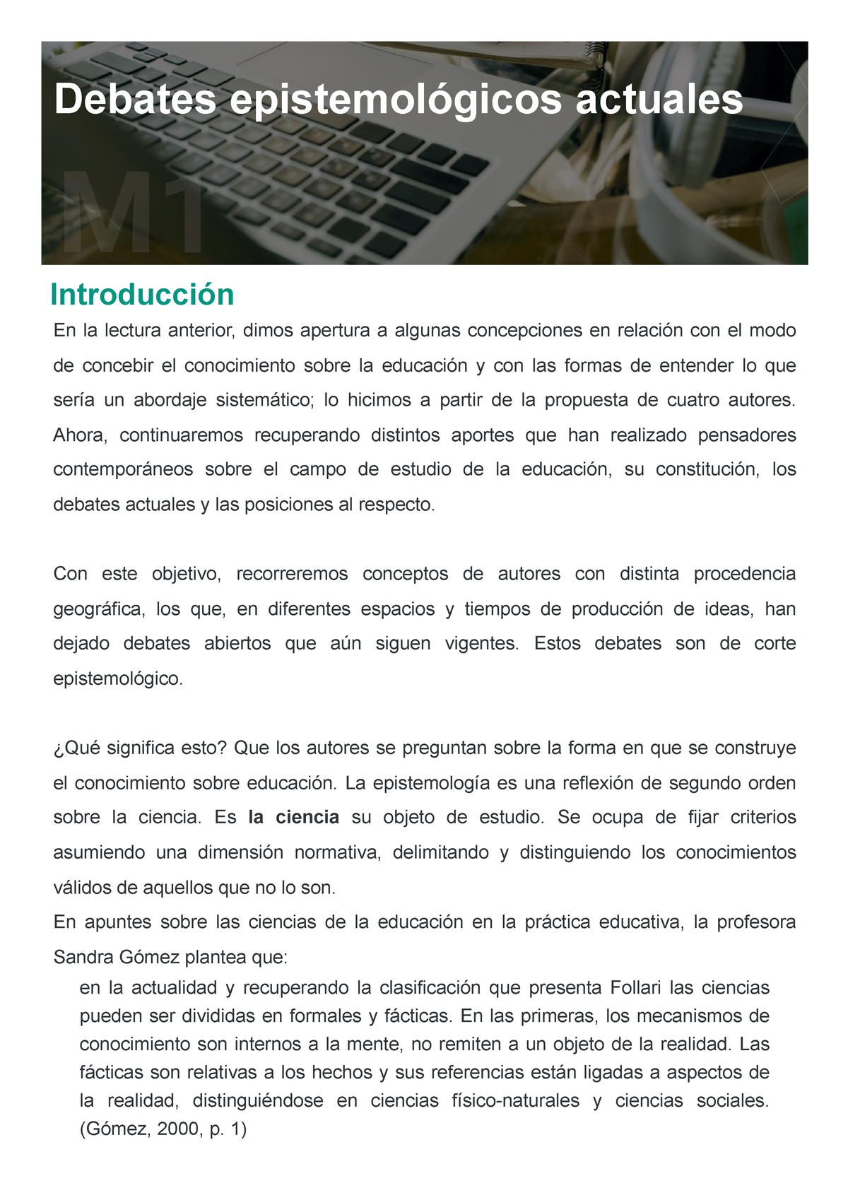 M1L2 - Modulo 1 Lectura 2 - Las Ciencias De La Educación En La Práctica ...