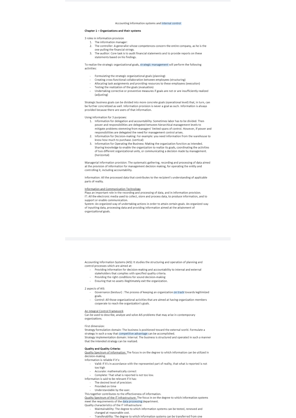 Summary Samenvatting Accounting Process Management Accounting Information Systems And Internal Studeersnel