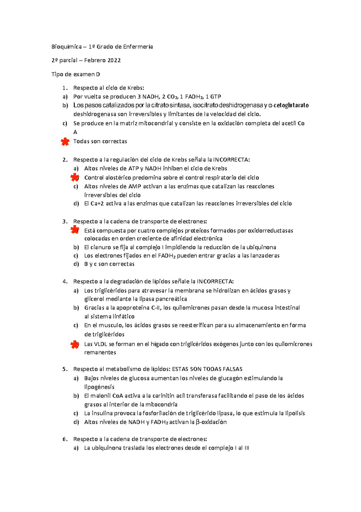 2022-resuelto - Bioquímica - Bioquímica – 1º Grado De Enfermería 2º ...