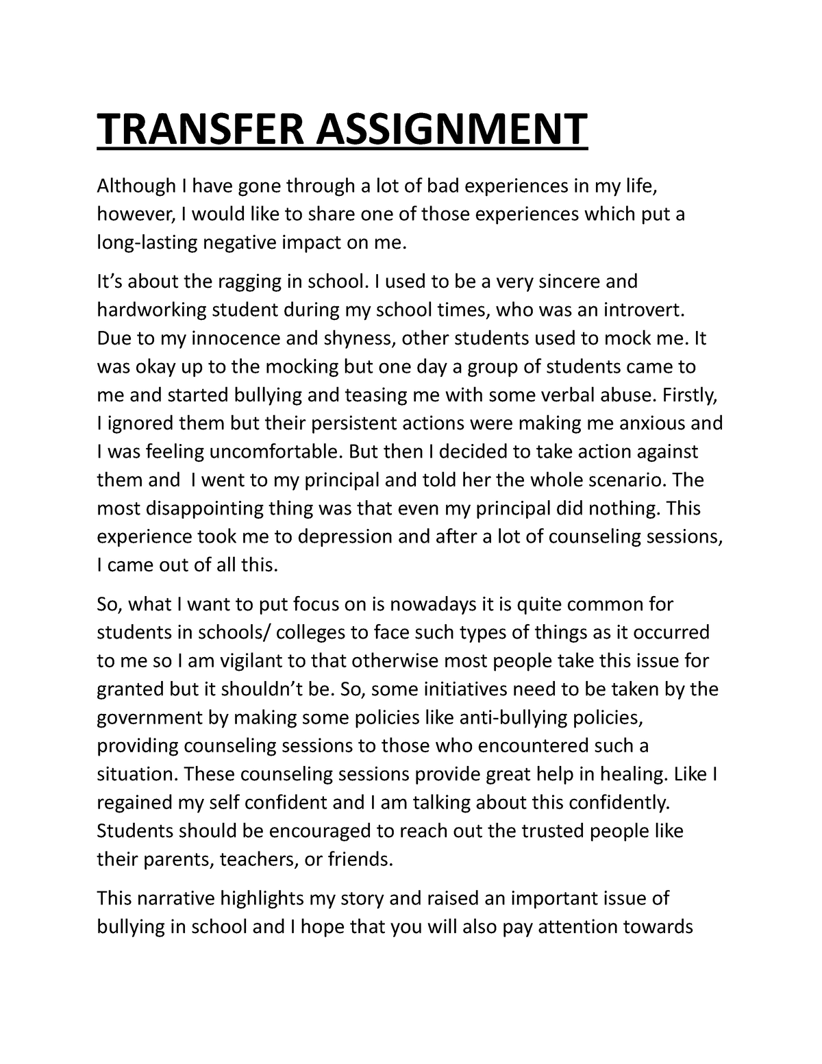 is assignment the same as transfer