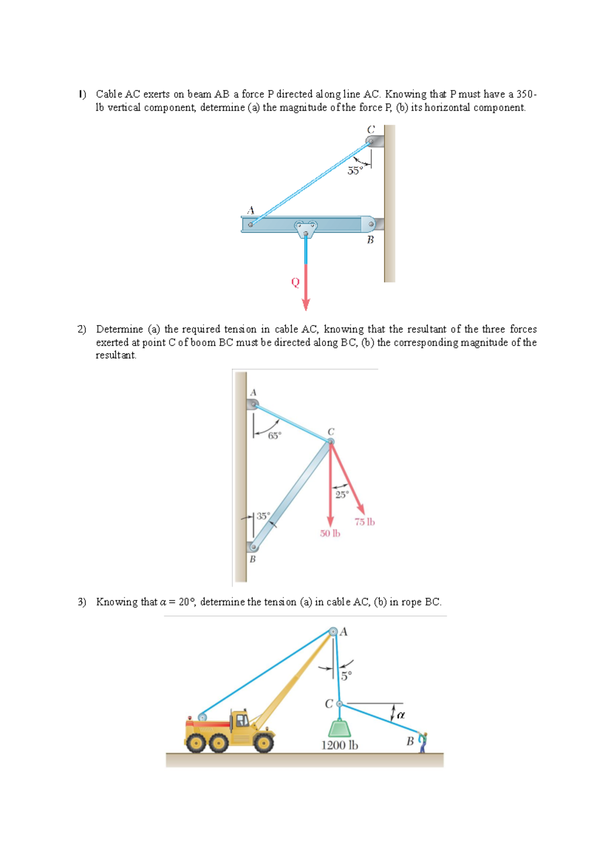 HW statics - dfsedrfstasefasefsdaffd - Cable AC exerts on beam AB a ...