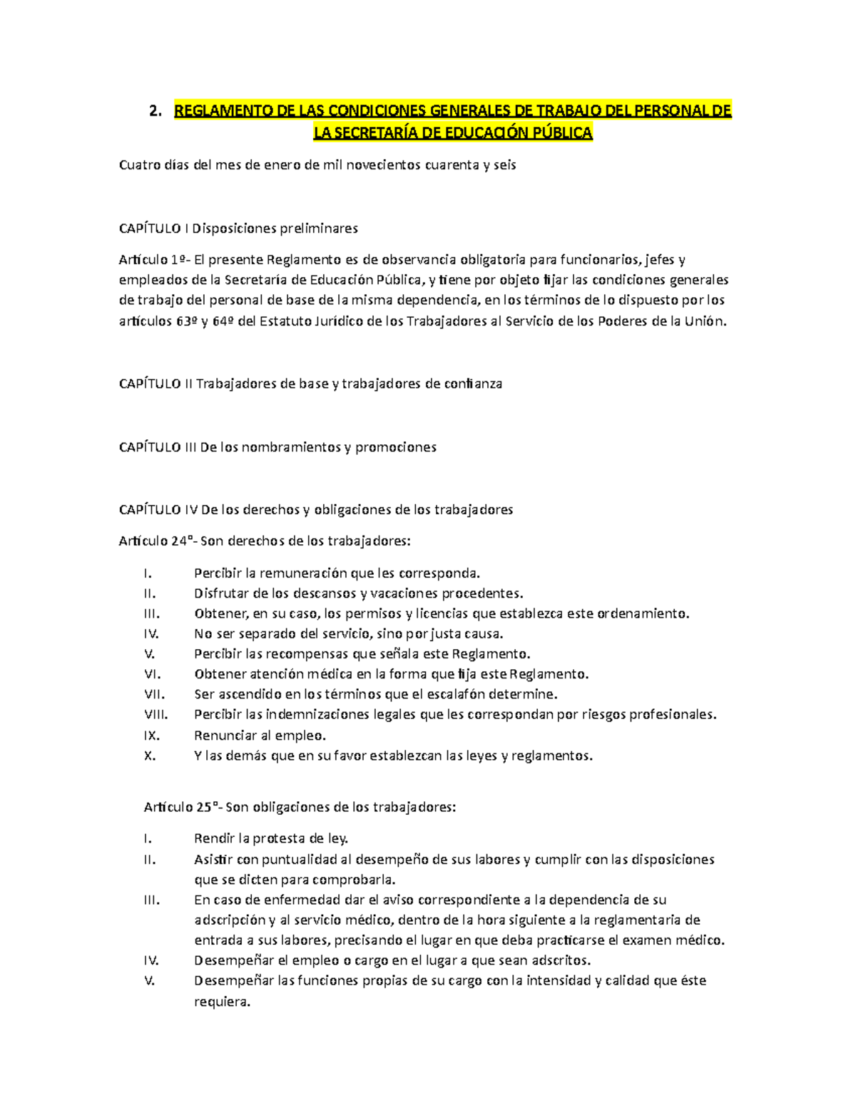 2. Resumen Reglamento DE LAS Condiciones Grales DE Trabajo DEL Personal ...