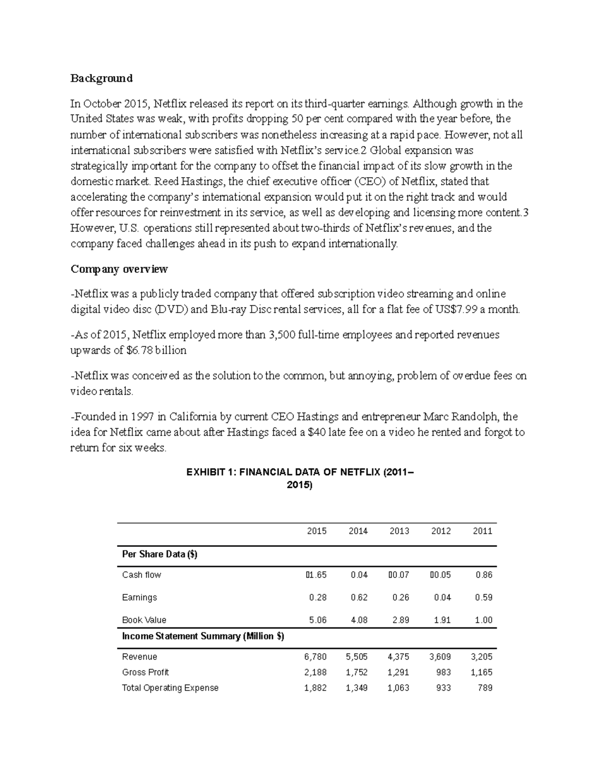 Netflix - report - Background In October 2015, Netflix released its ...