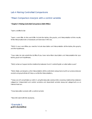 Lab 3 Comparisons Stata - *Chapter 4: Making Comparisons Zlatin Mitkov ...