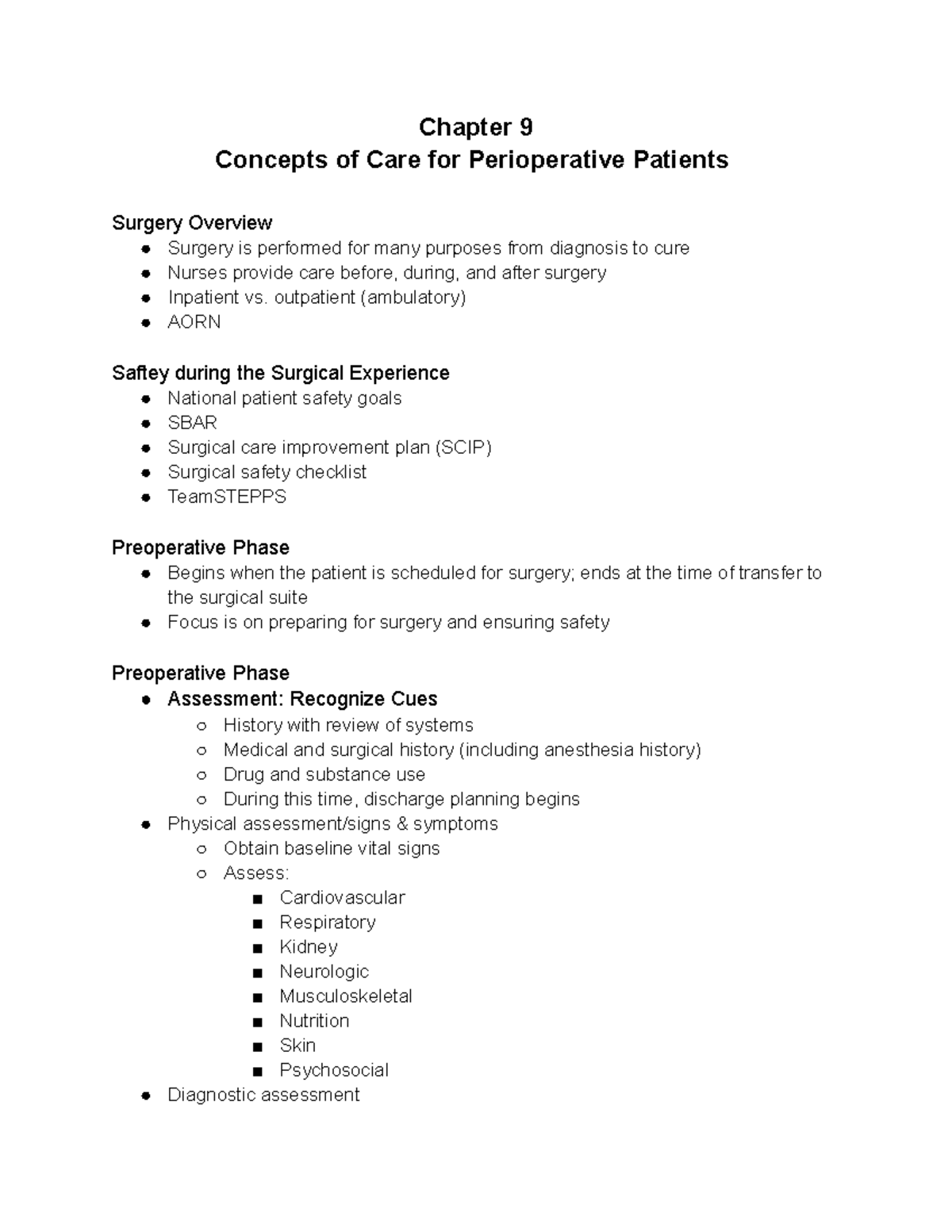 Adult Health Exam 2 Notes - Chapter 9 Concepts Of Care For ...