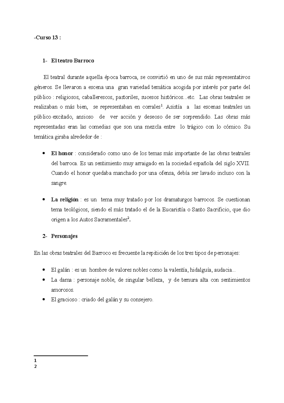 Curso 13 -Curso 13 : 1- El teatro Barroco El teatral durante aquella ...