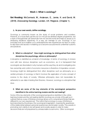 Week 1a - workbook questions - **Week 1a: What is sociology? (Week 1a ...