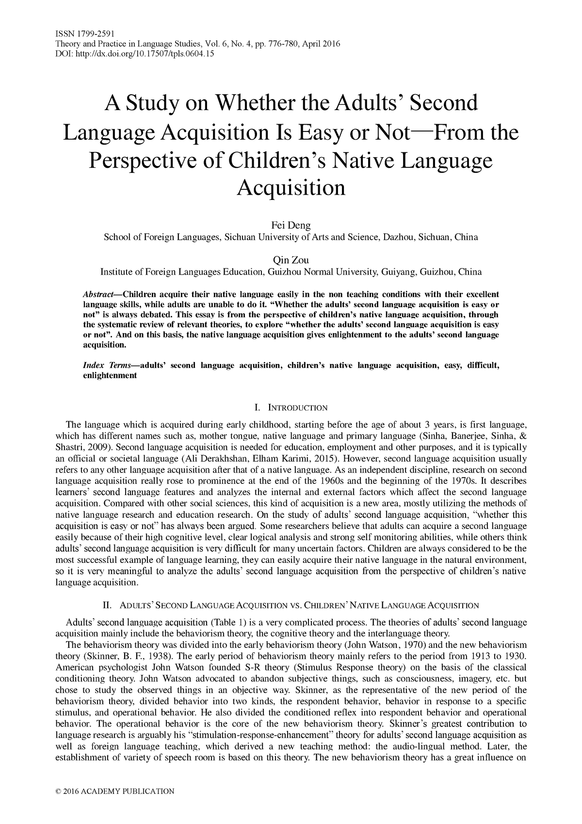 language acquisition thesis