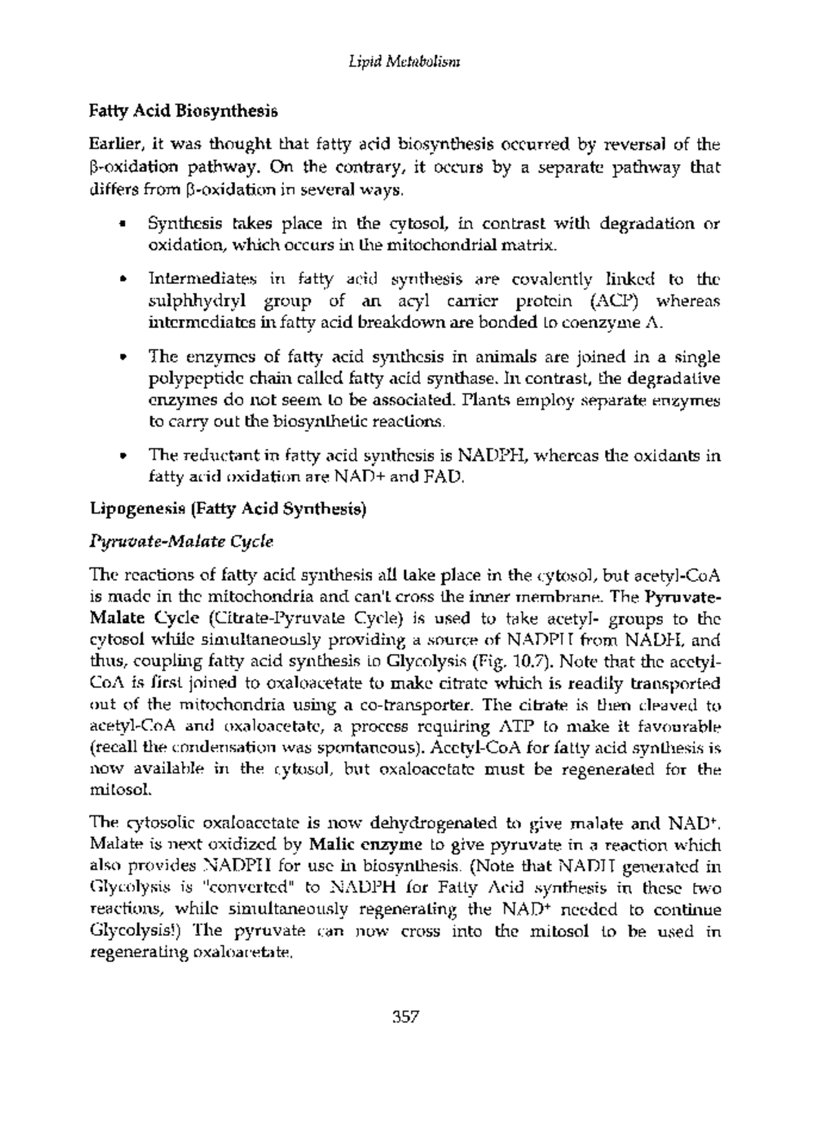 Gajera 2008 - Lectura - Lipid Metabolism Fatty Acid Biosynthesis ...